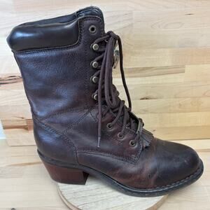 Double-H Dark Brown Genuine Leather Western Cowboy Ranch Boots W8.5